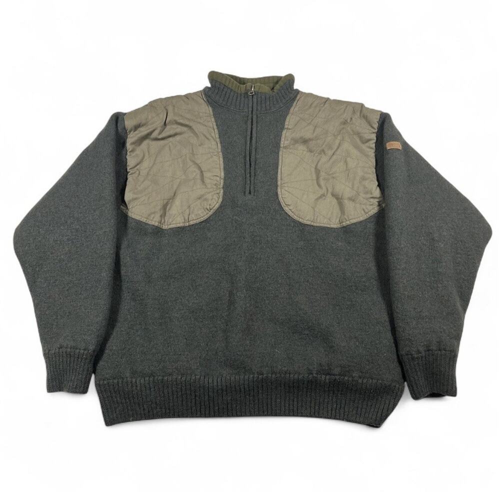 Beretta Wool Quarter Zip Sweater XL Hunting Shooting Green Italy